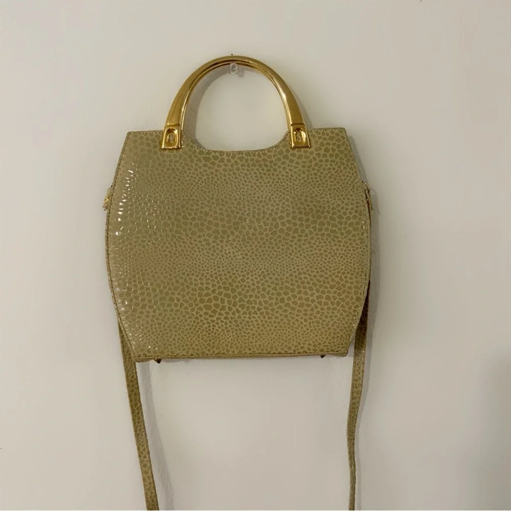 Vintage Blushe by spiegel handbag purse gold cream metallic small clutch new